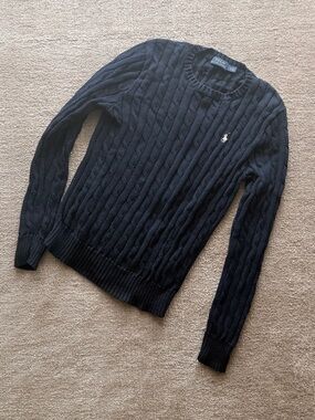 Polo Ralph Lauren womens Navy Cable-Knit Crewneck Sweater medium